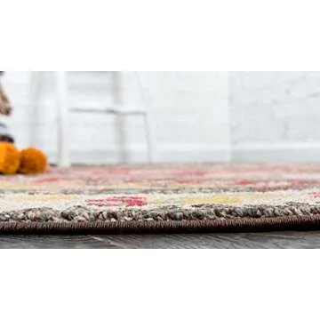 Unique Loom Sedona Collection Southwestern, Geometric, Border, Over-Dyed, Modern, Tribal, Abstract Area Rug, 6 ft x 6 ft, Multi/Beige