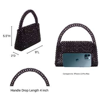 Melie Bianco Sherry Bag - Womens Luxury Beaded Handbag - Fancy Foldover Purse with Top Handle - 100% PVC & Cruelty-Free Materials - Formal, Evening, Daytime, Weekend Wear - Topaz