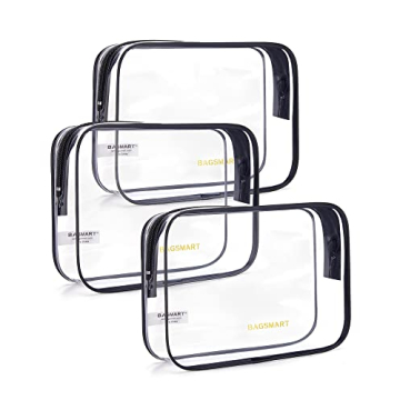 BAGSMART Clear Toiletry Bag, 3-Pack TSA Approved Travel Toiletry Bag Carry On Travel Accessories Bag...