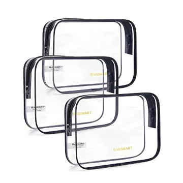 BAGSMART Clear Toiletry Bag, 3-Pack TSA Approved Travel Toiletry Bag Carry On Travel Accessories Bag...
