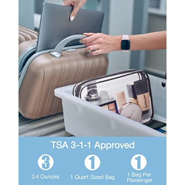 BAGSAMRT 3-Pack Clear TSA Approved Toiletry Bags for Travel
