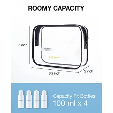 BAGSAMRT 3-Pack Clear TSA Approved Toiletry Bags for Travel