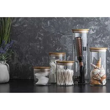 Stylish Glass Kitchen Canister Set with Bamboo Lids