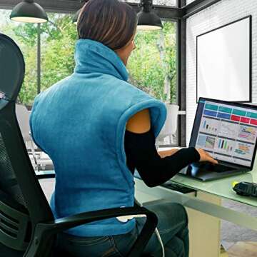 Cure Choice® Extra Large Heating Pad for Neck and Shoulders and Back, Weighted Heating Pad for Back Pain Relief, Ultra Soft Neck Heating Pad 10 Heat Settings, 2H Auto-Off, 24" x 36" Blue