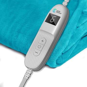 Cure Choice® Extra Large Heating Pad for Neck and Shoulders and Back, Weighted Heating Pad for Back Pain Relief, Ultra Soft Neck Heating Pad 10 Heat Settings, 2H Auto-Off, 24" x 36" Blue