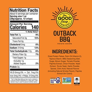 Outback BBQ Gluten Free Potato Chips Pack of 8 Canisters