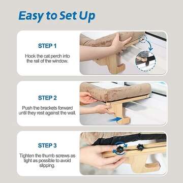 Zakkart Cat Perch for Window Sill with Bolster - Orthopedic Hammock Design with Premium Hardwood & Robust Metal Frame - Cat Window Seat for Large Cats and Kittens - Natural Color Wood with Brown Bed