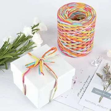 G2PLUS Colored Raffia Paper Ribbon 262 Feet, 6 Colors