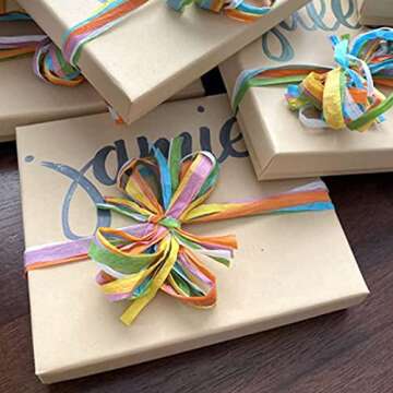 G2PLUS Colored Raffia Paper Ribbon 262 Feet, 6 Colors