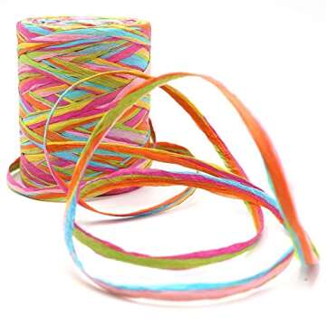 G2PLUS Colored Raffia Paper Ribbon 262 Feet, 6 Colors