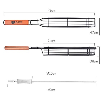 D-ICE Stainless Steel Kebab Grilling Basket & Skewers Set