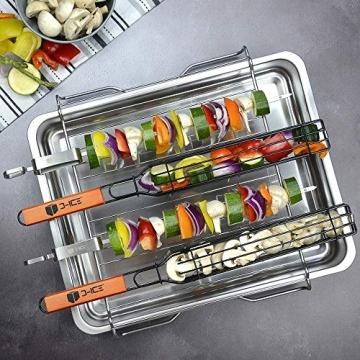 D-ICE Stainless Steel Kebab Grilling Basket & Skewers Set
