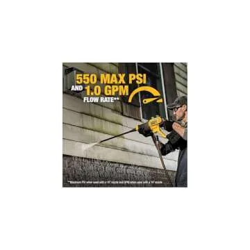 DEWALT Cordless Pressure Washer, Power Cleaner, 550-PSI, 1.0 GPM, Tool Only, Battery and Charger Not Included (DCPW550B)