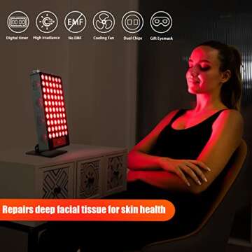 Red Light Therapy Device with Dual Chips, Adjustable Stand & Eye Protection for Home Use