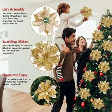 Buy GREENTIME Glitter Poinsettia Flowers for Christmas