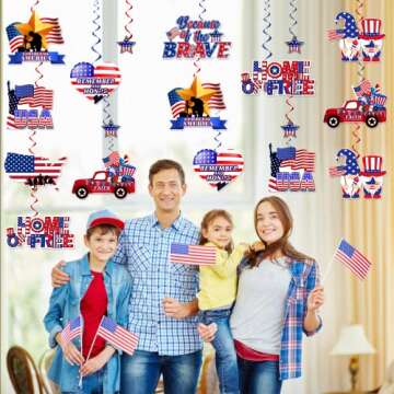 36 Pcs Memorial Day Decorations Hanging Swirls, NO-DIY Patriotic Decorations, Memorial Day Decoratio...