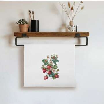 uinwk Strawberry Kitchen Towels Dish Towels, Vintage Strawberry and Blossoms Decorative Hand Towels ...