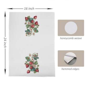 uinwk Strawberry Kitchen Towels Dish Towels, Vintage Strawberry and Blossoms Decorative Hand Towels for Bathroom, Strawberry Bathroom Kitchen Decor, Strawberry Kitchen Accessories, 16x24 Inches
