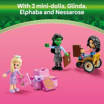 LEGO Wicked Glinda, Elphaba & Nessarose at Shiz University Building Toys - Wicked Toys for Kids, Girls & Boys, Age 7+ - Birthday Gift Idea - 75681