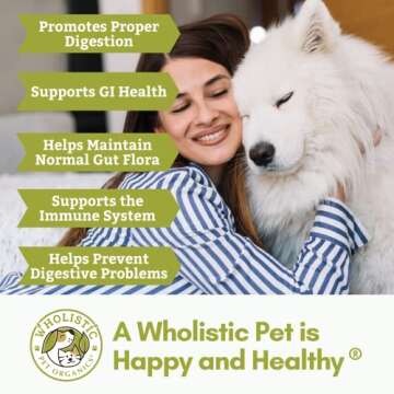 Wholistic Pet Organics Digest-All: Dog Digestive Supplement - Digestive Support for Cats - Digestive Enzyme Powder for Diarrhea, Constipation, Gas, Allergy Symptoms and Immune Health - 4 Oz
