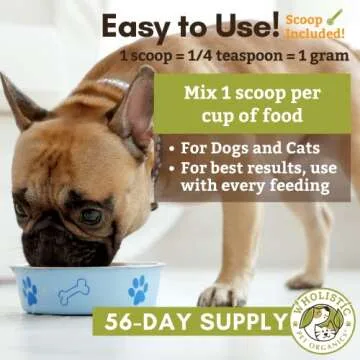 Wholistic Pet Organics Digest-All: Dog Digestive Supplement - Digestive Support for Cats - Digestive Enzyme Powder for Diarrhea, Constipation, Gas, Allergy Symptoms and Immune Health - 4 Oz