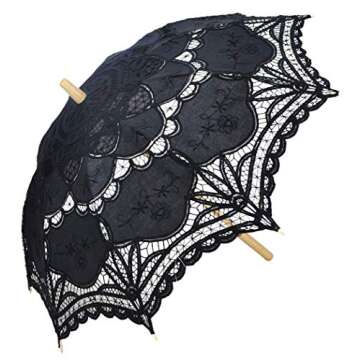 Elegant Lace Wedding Umbrella Parasol with Wooden Handle