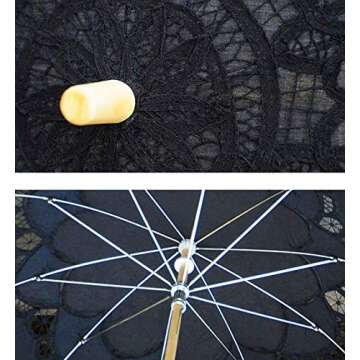 Elegant Lace Wedding Umbrella Parasol with Wooden Handle