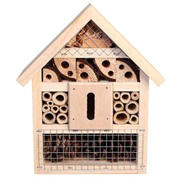 Niteangel Natural Wooden Insect Hotel, Garden Insect House for Ladybugs, lacewings, Butterfly, Bee, Bug