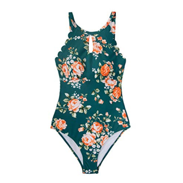 CUPSHE Women's Pink Blue Floral Cutout One Piece Swimsuit Teal L