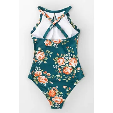 CUPSHE Women's Pink Blue Floral Cutout One Piece Swimsuit Teal L