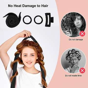 CORATED Heatless Hair Styling Kit - Curling Rod Headband and Rollers for Overnight Curls on Long and Medium Hair