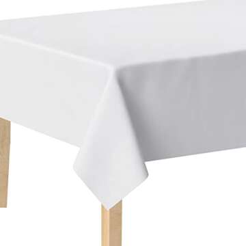 SOFINNI White Vinyl Tablecloth, Waterproof Flannel Back Table Cloth, Wipe Clean Table Cover for Dini...