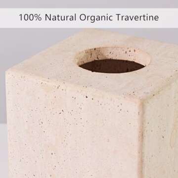 Generic Organic Edge Travertine Bath Set - Embrace Rugged Texture and Unique Variations in Porous Stone Material,bath accessories (Tissue Box Cover), Natural