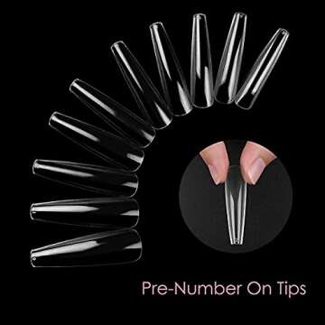 Wellquinn XXL Coffin Full Cover Nail Tips Clear Ballerina Acrylic Nail Tips 400pcs False Nails Full Coverage Coffin Shape Press on Nails for Nail Salon and DIY Nail Art at home 10 Sizes