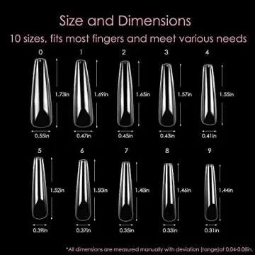 Wellquinn XXL Coffin Full Cover Nail Tips Clear Ballerina Acrylic Nail Tips 400pcs False Nails Full Coverage Coffin Shape Press on Nails for Nail Salon and DIY Nail Art at home 10 Sizes