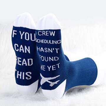 MBMSO Pilot Gifts 2 Pairs Pilot Socks Aviation Gifts Left Rudder Right Rudder Socks Aviation Themed Socks Gifts(2 Pairs Crew)