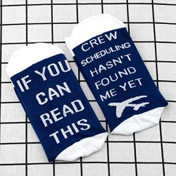 MBMSO Pilot Gifts 2 Pairs Pilot Socks Aviation Gifts Left Rudder Right Rudder Socks Aviation Themed Socks Gifts(2 Pairs Crew)