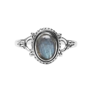 Nartiya Labradorite Stone Rings - Unique 925 Sterling Silver Ring for Women and Girls