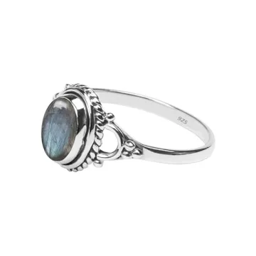 Labradorite Stone Ring in 925 Sterling Silver for Women