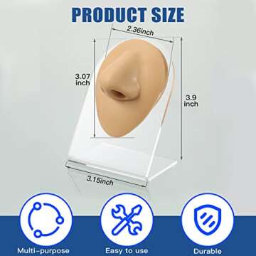 2 Pcs Flexible Silicone Nose Model Reused Soft Nose Mold Fake Nose for Earrings Jewelry Display Rubb...