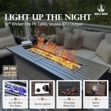 HERA'S HOUSE Patio Furniture Set with Fire Pit Table