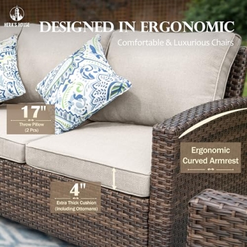 HERA'S HOUSE Patio Furniture Set with Fire Pit Table