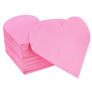 100 Pieces Heart Paper Napkins Valentine's Day Paper Napkins Heart Shaped Napkins for Valentine's Da...