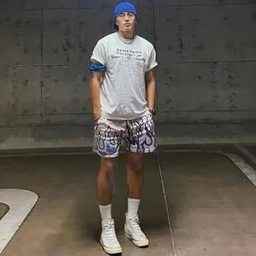 DIOTSR Mens Flame Graphic Basketball Shorts Cool Retro Running Athletic Shorts Drawstring Waist Casual Track Shorts (01 Flame-Purple,X-Small)