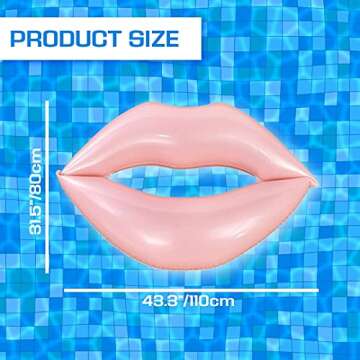 Giant Swimming Lips Pool Float – 43.3 x 31.5 Inch Giant Pink Lips Pool Float Adult Water Lounger Big Inflatable Mouth Print Row Water Toy Rest Pink