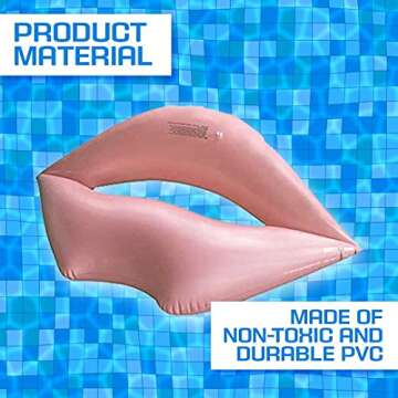 Giant Swimming Lips Pool Float – 43.3 x 31.5 Inch Giant Pink Lips Pool Float Adult Water Lounger Big Inflatable Mouth Print Row Water Toy Rest Pink