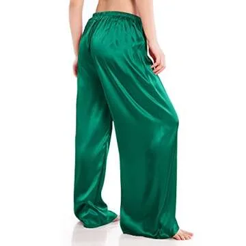 Wantschun Womens Wide Leg Pajama Pants Satin Silk Casual Loose Elastic Waist Lounge Pants Pj Bottoms...