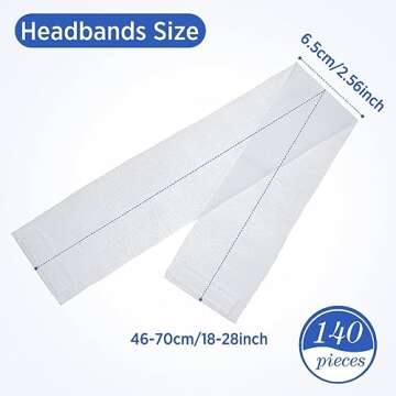 Waydress 140 Pieces Disposable Spa Facial Headbands with Convenient Closure, White Stretch Facial He...