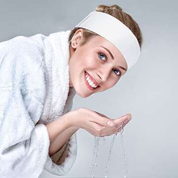 Waydress 140 Pieces Disposable Spa Facial Headbands with Convenient Closure, White Stretch Facial Headwraps Soft Skin Care Hair Band for Women Salons