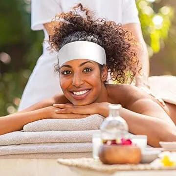 Waydress 140 Pieces Disposable Spa Facial Headbands with Convenient Closure, White Stretch Facial Headwraps Soft Skin Care Hair Band for Women Salons